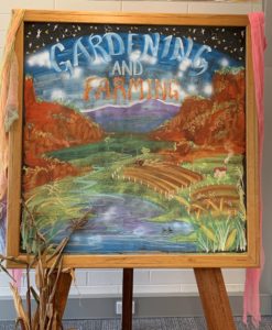 Artwork titled Gardening and farming depicting a landscape scene